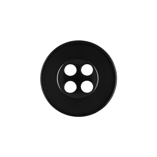 22499 Sullivans 12mm Round Plastic Button 4 Hole - Black - Bag Of 100