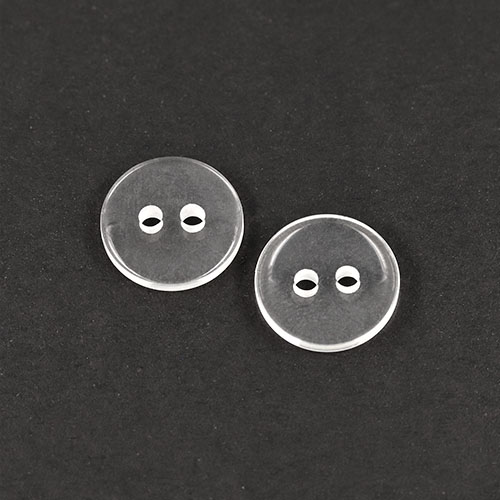 22555 Sullivans 12mm Round Clear Plastic Button 2 Hole - Clear - Bag Of 100