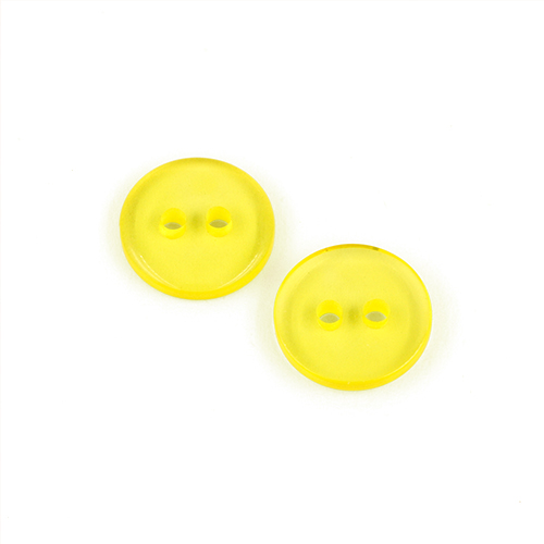 22558 Sullivans 12mm Round Clear Plastic Button 2 Hole - Lemon - 218 In A Tube