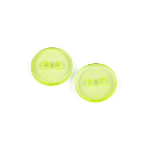 22561 Sullivans 12mm Round Clear Plastic Button 2 Hole - Lime - Bag Of 100