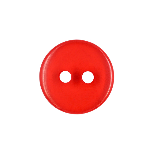 22567 Sullivans 12mm Round Clear Plastic Button 2 Hole - Red - Bag Of 100