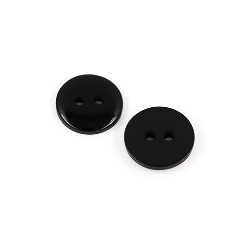 22568 Sullivans 12mm Round Clear Plastic Button 2 Hole - Black - 218 In A Tube