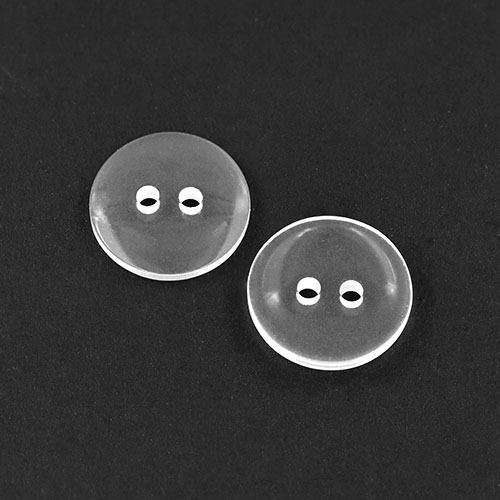 22571 Sullivans 16mm Round Clear Plastic Button 2 Hole - Clear - Bag Of 100