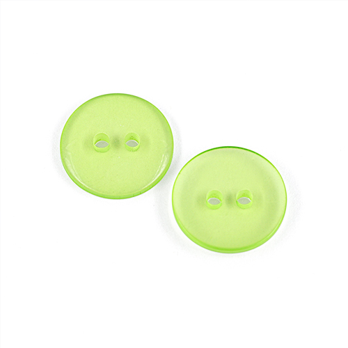22577 Sullivans 16mm Round Clear Plastic Button 2 Hole - Lime - Bag Of 100