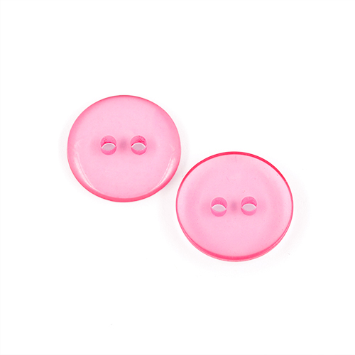 22581 Sullivans 16mm Round Clear Plastic Button 2 Hole - Hot Pink - Bag Of 100