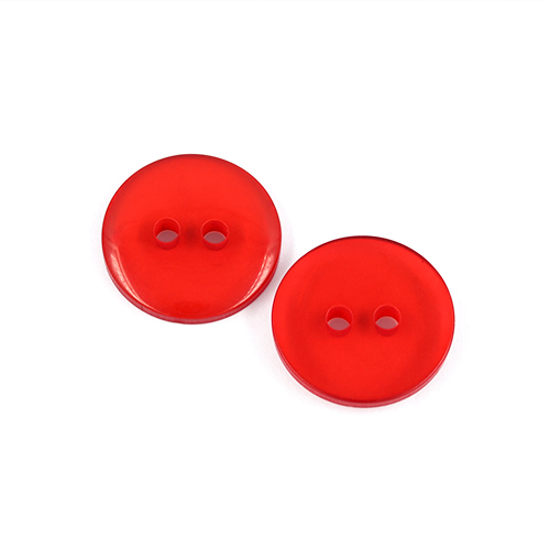 22582 Sullivans 16mm Round Clear Plastic Button 2 Hole - Red - 130 In A Tube