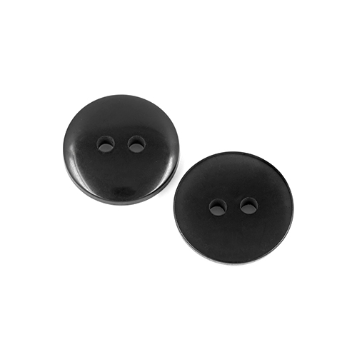 22584 Sullivans 16mm Round Clear Plastic Button 2 Hole - Black - 130 In A Tube