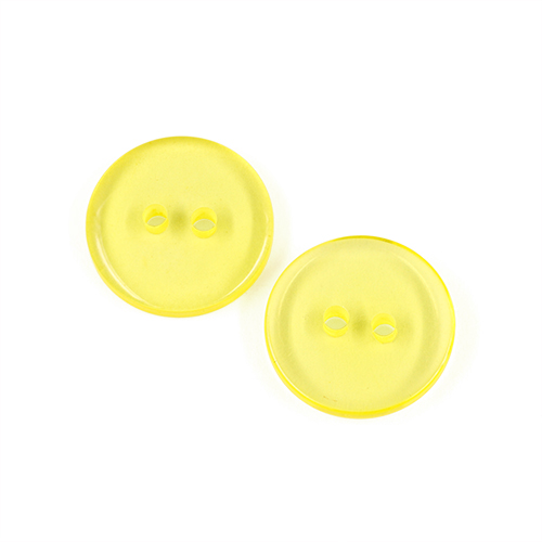 22591 Sullivans 18mm Round Clear Plastic Button 2 Hole - Lemon - Bag Of 100