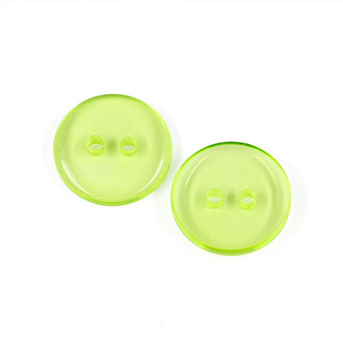 22592 Sullivans 18mm Round Clear Plastic Button 2 Hole - Lime - 93 In A Tube