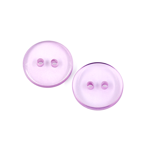22594 Sullivans 18mm Round Clear Plastic Button 2 Hole - Lilac - 93 In A Tube