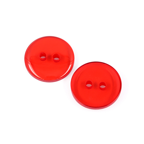 22598 Sullivans 18mm Round Clear Plastic Button 2 Hole - Red - 93 In A Tube