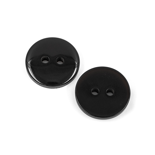 22601 Sullivans 18mm Round Clear Plastic Button 2 Hole - Black - Bag Of 100