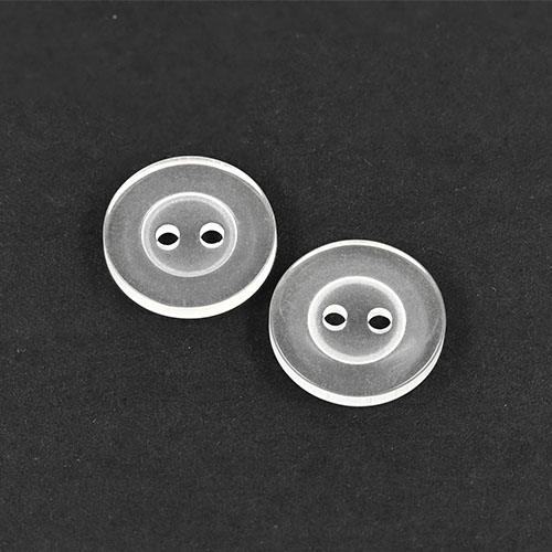 22603 Sullivans 15mm Round Clear Plastic Button 2 Hole - Clear - Bag Of 100