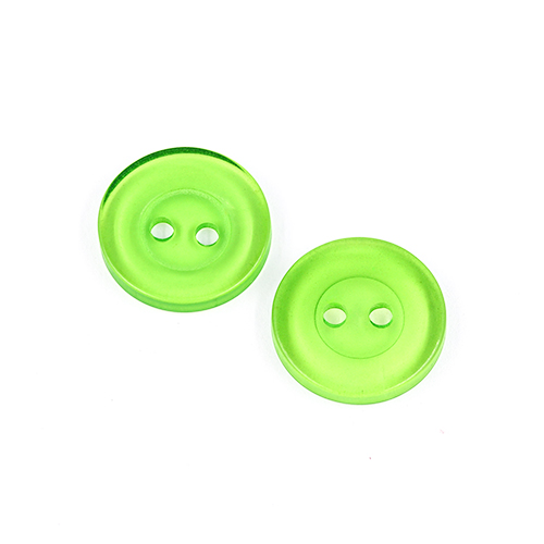 22607 Sullivans 15mm Round Clear Plastic Button 2 Hole - Fern - Bag Of 100