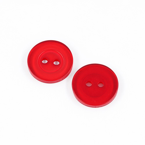 22612 Sullivans 15mm Round Clear Plastic Button 2 Hole - Red - 170 In A Tube