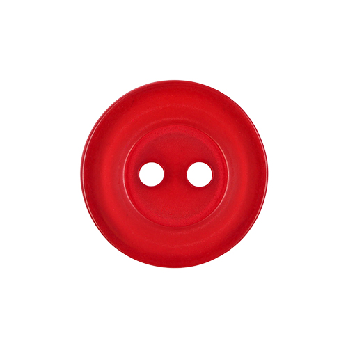 22613 Sullivans 15mm Round Clear Plastic Button 2 Hole - Red - Bag Of 100