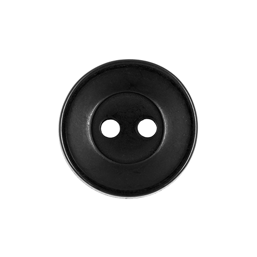 22615 Sullivans 15mm Round Clear Plastic Button 2 Hole - Black - Bag Of 100