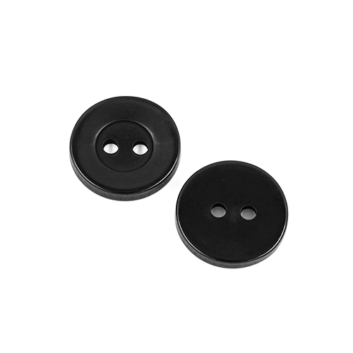 22615 Sullivans 15mm Round Clear Plastic Button 2 Hole - Black - Bag Of 100