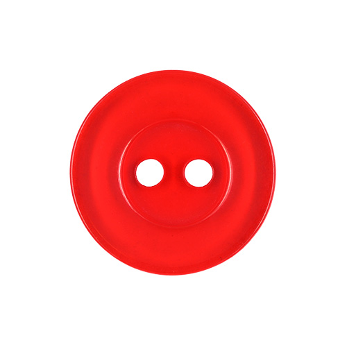 22627 Sullivans 18mm Round Clear Plastic Button 2 Hole - Red - Bag Of 100