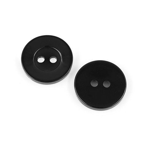 22628 Sullivans 18mm Round Clear Plastic Button 2 Hole - Black - 142 In A Tube
