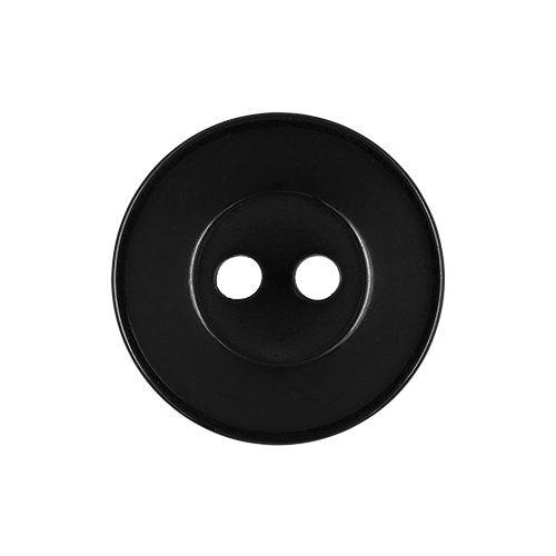 22629 Sullivans 18mm Round Clear Plastic Button 2 Hole - Black - Bag Of 100