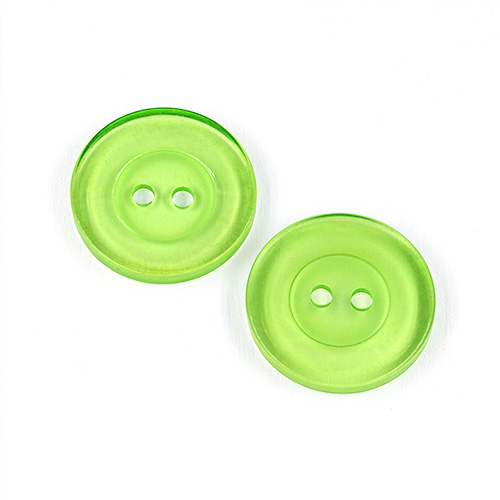 22635 Sullivans 20mm Round Clear Plastic Button 2 Hole - Fern - Bag Of 100
