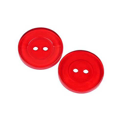 22640 Sullivans 20mm Round Clear Plastic Button 2 Hole - Red - 110 In A Tube