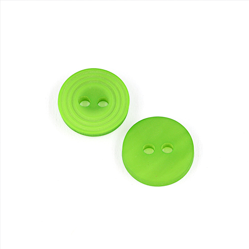 22649 Sullivans 12mm Round Plastic Button 2 Hole - With  Ridges - Green - Bag Of 100