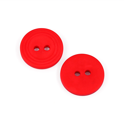 22683 Sullivans 18mm Round Plastic Button 2 Hole - With  Ridges - Red - Bag Of 100