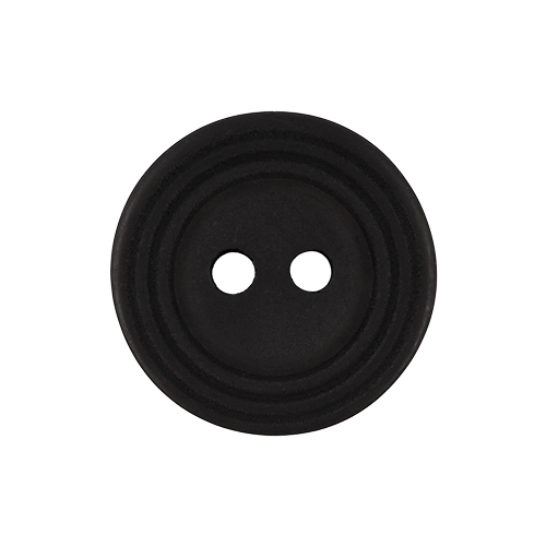 22685 Sullivans 18mm Round Plastic Button 2 Hole - With  Ridges - Black - Bag Of 100