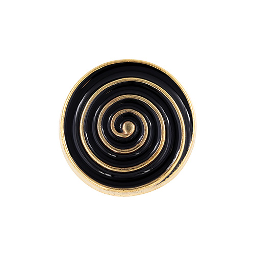 22831 Sullivans 18mm Round Plastic Shank Button - Black With Gold Swirls - 26 In A Tube