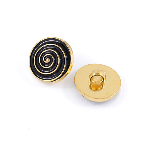 22831 Sullivans 18mm Round Plastic Shank Button - Black With Gold Swirls - 26 In A Tube