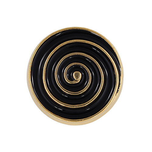 22832 Sullivans 21mm Round Plastic Shank Button - Black With Gold Swirls - 22 In A Tube