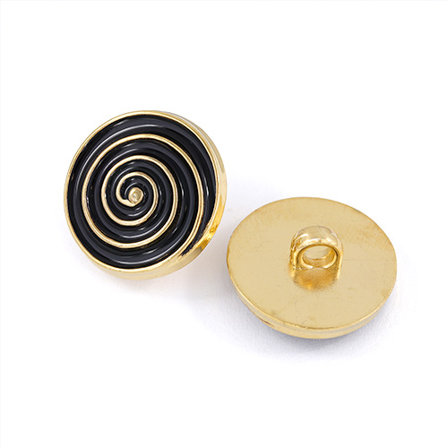 22832 Sullivans 21mm Round Plastic Shank Button - Black With Gold Swirls - 22 In A Tube