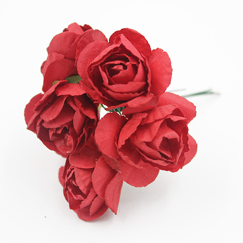 29611 Paper Flower Rose Red 6pcs