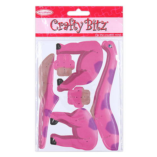 29793 Diy Mini 3d Puzzle Dinosaur Pink