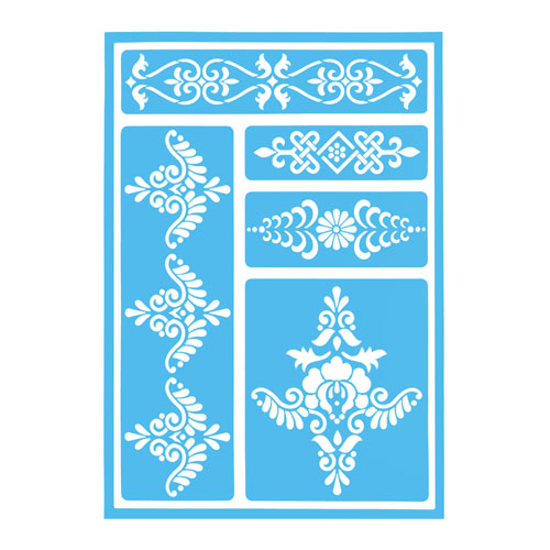 29835 Sully Adhesive Stencil - 1pc - 5 Type Borders