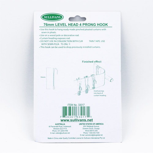 33017 Hook 4 Prong 76mm Level Heading