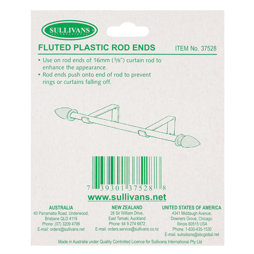 37528 Sullivans Flute Rod Ends - Small - White - 2pc