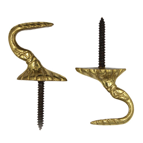 37569 Tie Back Hook 30mm Brass