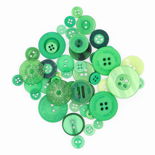 45487 Crafty Bitz 25g Assorted Craft Buttons - Green 