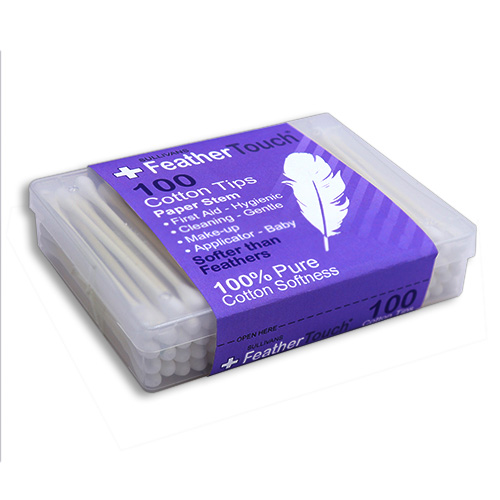 47638 Sullivans Feathertouch Paper Stem Cotton Tips - 100pc