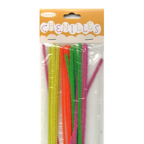 48990 Chenille Stick 3mm Neon Mixed