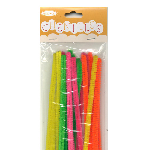 48991 Chenille Stick 6mm Neon Mixed