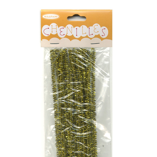 49002 Chenille Stick 3mm Glitter Gold