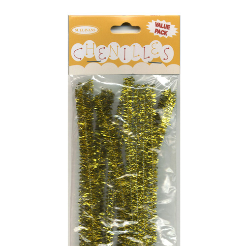 49003 Chenille Stick 6mm Glitter Gold