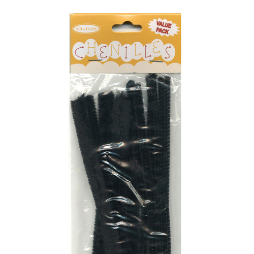 49015 Chenille Stick 3mm 6mm 12mm Black