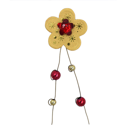 49348 Emb Wire Gold Flower Red Stone