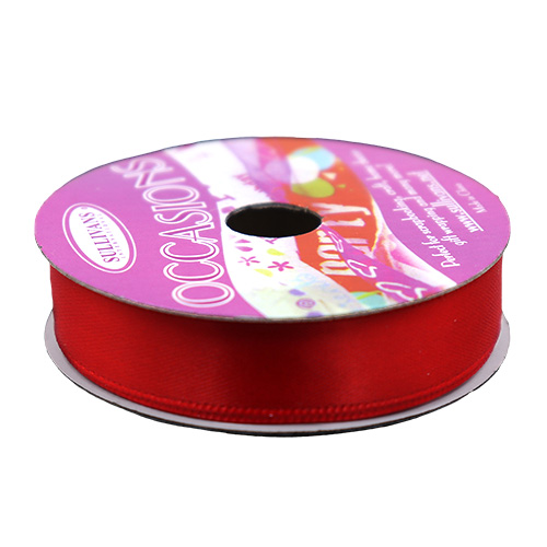 55519 Sullivans 13mm Satin Single Sided Ribbon - Red 6mts