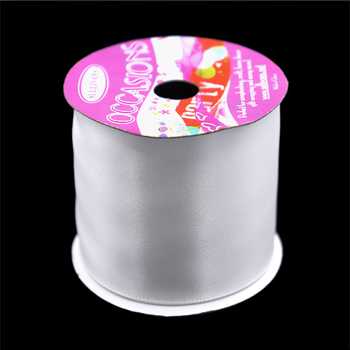 55602 Sullivans 50mm Satin Single Sided Ribbon - White 4mts